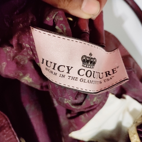Vintage Juicy Couture Y2K Maroon Red Leather Purse Bag Hobo Satchel - Picture 13 of 14